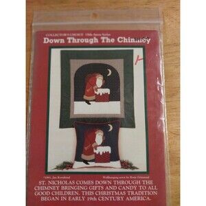 Country Appliqués Down Through the Chimney Pattern 1991 Santa Wallhanging Pillow